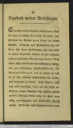 Tagebuch meiner Vorlesungen