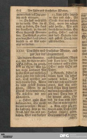 XXXI. Um schön und fruchtbar Wetter, auch zur Zeit des Ungewitters.