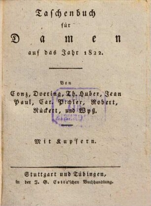 Taschenbuch für Damen : auf das Jahr .., 1822