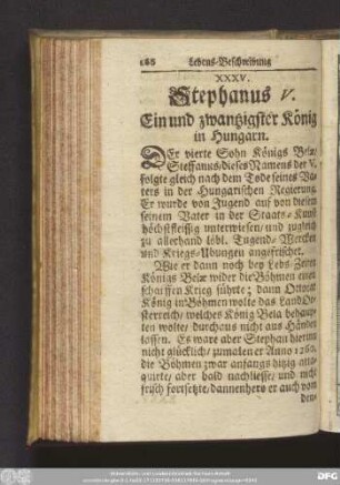 XXXV. Stephanus V. Ein und zwantzigster König in Hungarn.