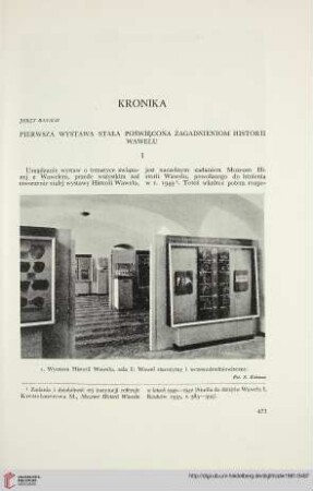 2: Pierwsza wystawa stała poświęcona zagadnieniom Historii Wawelu