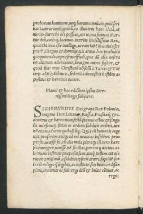 Placuit et hoc edictum ipsius Serenissimi Regis subiiaere.