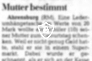 Tasche war für die Mutter bestimmt