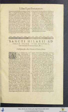 S. Hilarii ad Abram filiam suam epistola & hymnus.