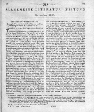 Niebuhr, B. G.: Kleine historische und philologische Schriften. Slg. 1. Bonn: Weber 1828 (Beschluss der im vorigen Stück abgebrochenen Recension)