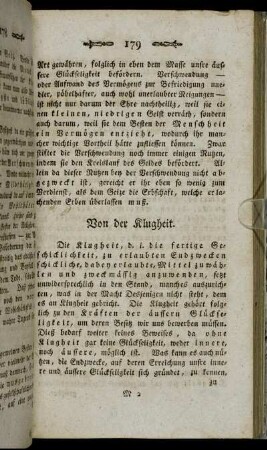 Von der Klugheit.