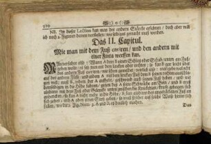 Das II. Capitul. Wie man mit dem Fuß caviren/ und den andern mit einer Finta werffen kan