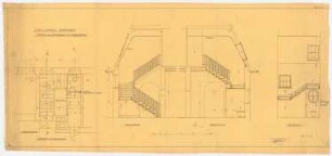 Villa Dr. Richard Schöne, Berlin-Grunewald: Treppe OG: Grundriss, Schnitte, 1:25
