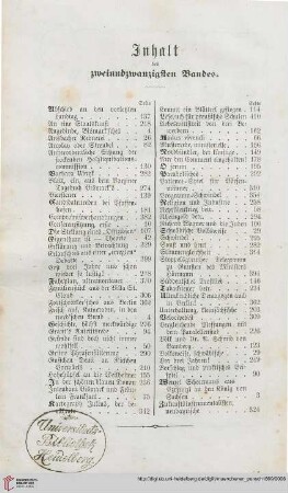 Inhalt des zweiundzwanzigsten Bandes