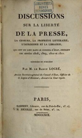 Discussion sur la liberté de la presse, la censure, ...