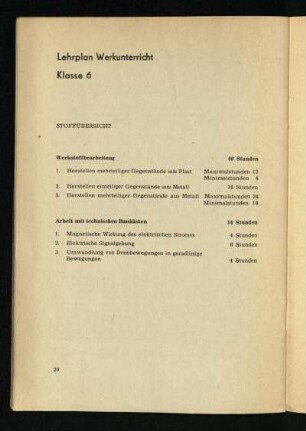 Lehrplan Werkunterricht Klasse 6