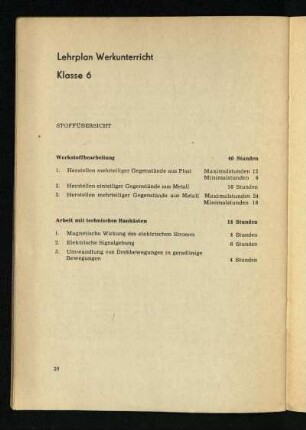 Lehrplan Werkunterricht Klasse 6