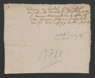 Schuldbrief des Bischofs Philipp von Speyer gegenüber der Johanniter-Kommende zum Grünenwörth in Straßburg über 1000 Gulden zu 4 Prozent.