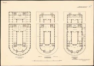 Geschäftshaus, Berlin: Grundrisse 2., 3., 4.OG, 2 Grundrisse Dachgeschoss 1:200
