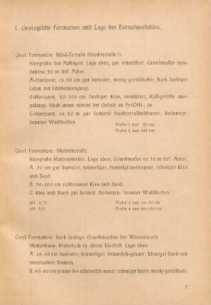I. Geografische Formation und Lage der Entnahmestellen