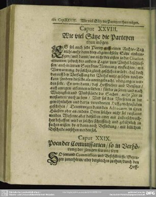 Caput XXVIII. Wie viel Sätze die Parteyen thun mögen