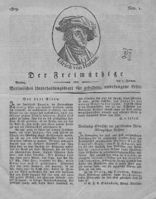Nro. 1., Montag, den 2. Januar 1809