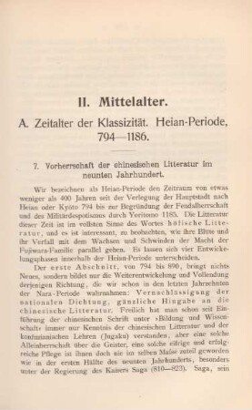 A. Zeitalter der Klassizität. Heian-Periode, 794-1186