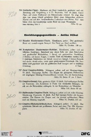 Einrichtungsgegenstände - Antike Möbel (Nr. 505-565)