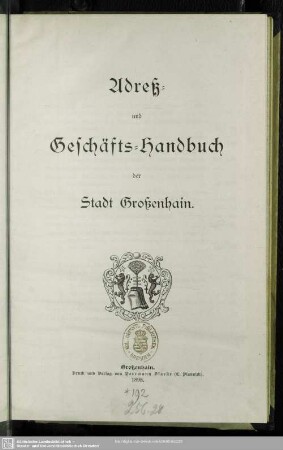 1898: Adreß- und Geschäftshandbuch der Stadt Großenhain