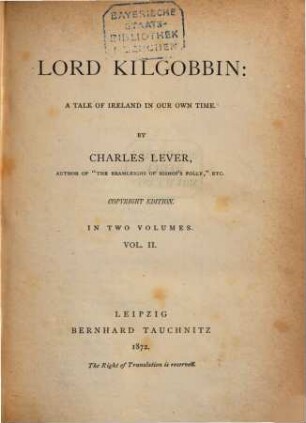 Lord Kilgobbin : a tale of Ireland in our own time, 2