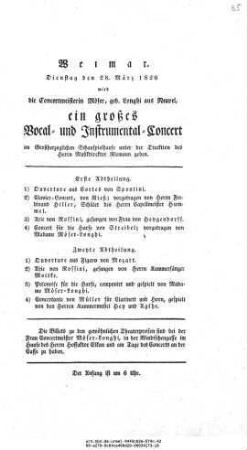 Großes Vocal= und Instrumental=Concert