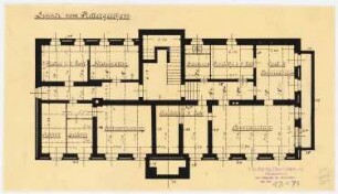 Direktionsgebäude der Vereinigten Chemischen Fabriken, Staßfurt-Leopoldshall: Grundriss UG, 1:100