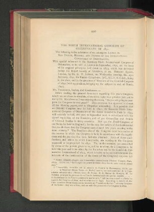 The Ninth International Congress of Orientalists of 1891.