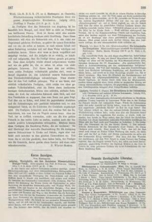 187-188 [Rezension] Theologische Arbeiten aus dem Rheinischen Wissenschaftlichen Prediger-Verein