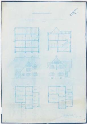 St. Liborius (mit Pfarrhaus), Dortmund-Körne: Pfarrhaus, Schnitte, Ansichten und Grundrisse 1:100