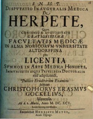 Disp. inaug. med. de herpete