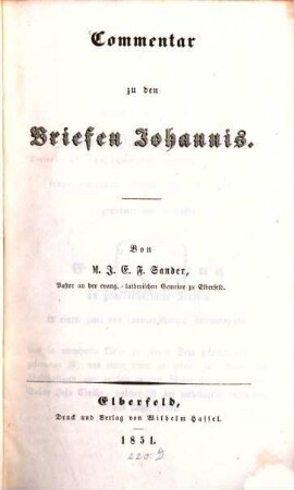 Commentar zu den Briefen Johannis