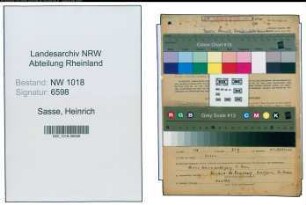 Entnazifizierung Heinrich Sasse , geb. 05.03.1900 (Strafanstaltsbeamter)