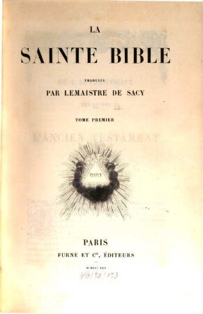 La Sainte Bible : Traduite par Lemaistre de Sacy, 1