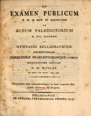 Animadversiones in loca nonnulla libri primi Ciceronis de oratore