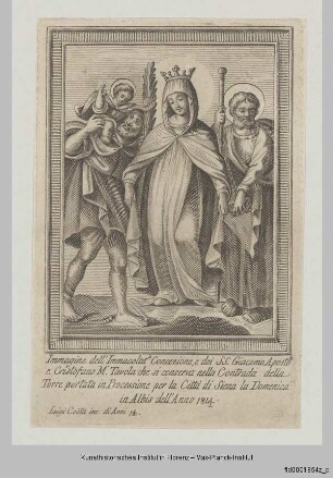 Maria mit Christopherus und Jakobus (ehemals im Besitz der Contrada della Torre in Siena)