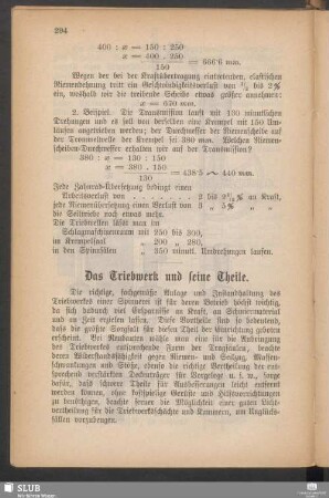 Das Triebwerk und seine Theile