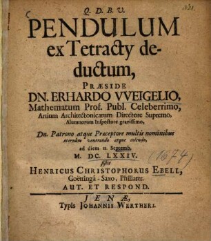 Pendulum ex Tetracty deductum