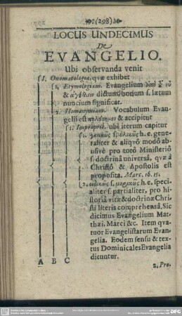 Locus Undecimus De Evangelio