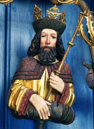 Schöllenbacher Altar — Wurzel Jesse mit den Vorfahren Christi und der Madonna im Strahlenkranz — Alttestamentarischer König