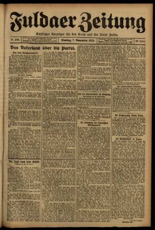 Ausgabe vom Montag, den 07. November 1921.