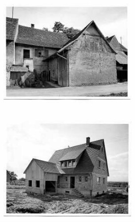 Ortslage Rheinweiler vor dem Autobahnbau Abzureißendes Haus und Ersatzbau oberhalb der Trasse