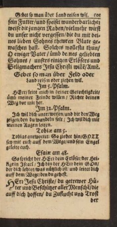 Gebet so man über Feld oder Land reisen oder ziehen wil.