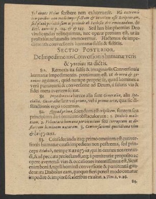 Sectio Posterior. De Impedimentis Conversionis humanae veris ...
