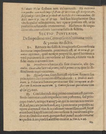 Sectio Posterior. De Impedimentis Conversionis humanae veris ...
