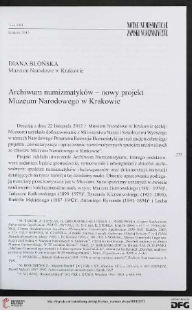 8: Archiwum numizmatyków - nowy projekt Muzeum Narodowego w Krakowie