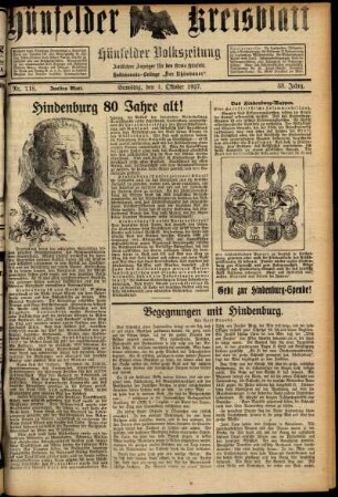 Zweite Ausgabe vom Samstag, den 01. Oktober 1927.