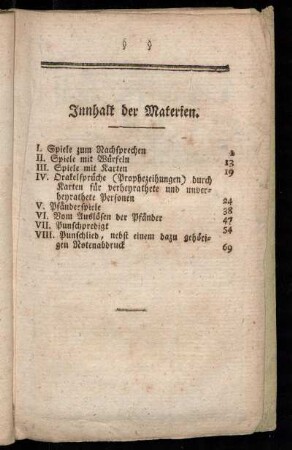 Innhalt der Materien.