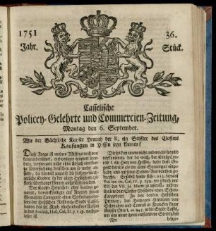 36. Stueck, Montag den 6. September 1751