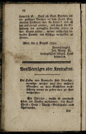 Von Verträgen oder Kontrakten.